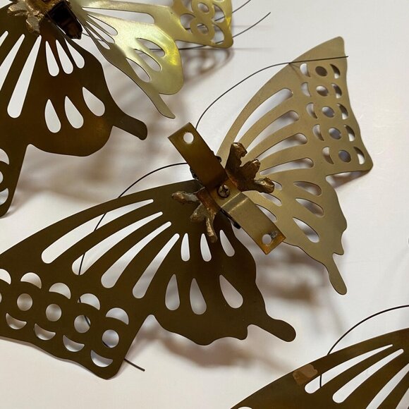 Vintage Brass Butterfly Wall Decor Plaques Set Mid-Century Modern Boho Wall Art - Picture 5 of 7